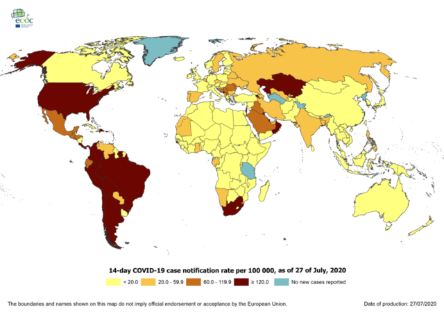 Map of epidemic distribution
