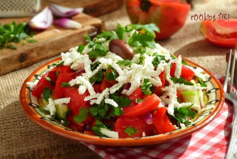 the Bulgarian shopska salad